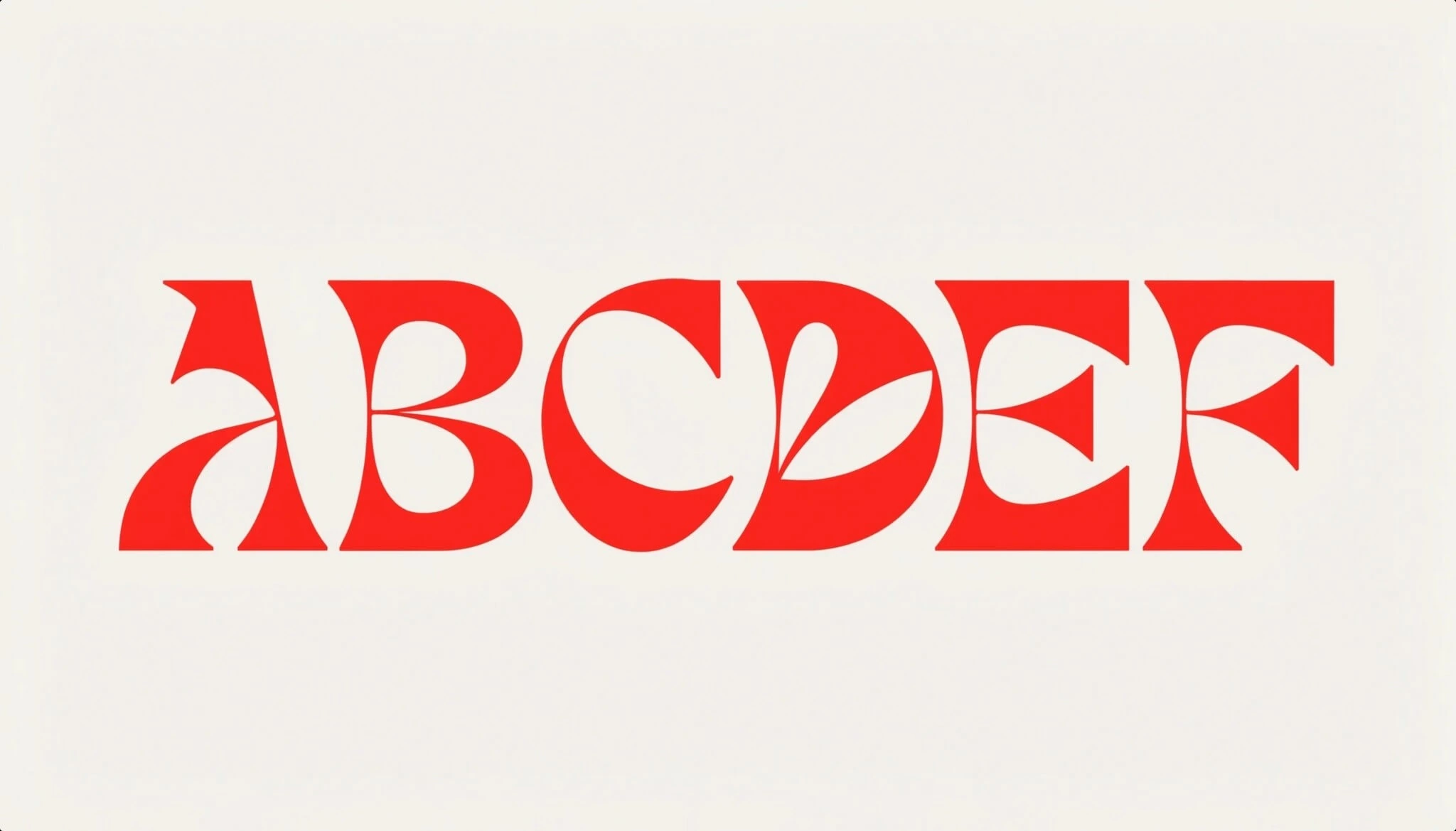 Красная декоративная надпись ABCDEF на светлом фоне
